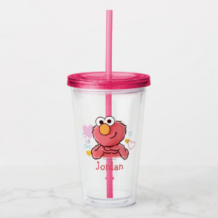 Verre En Acrylique Adorable Elmo   Ajoutez Votre Nom