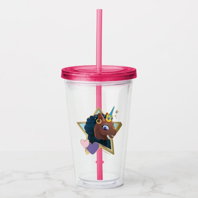 Verre En Acrylique Afro Unicorn étoile magique (Devant)