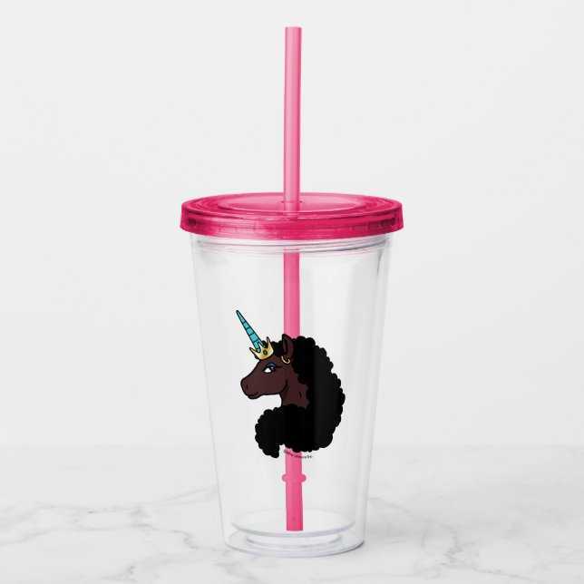 Verre En Acrylique Afro Unicorn | Magique (Devant)