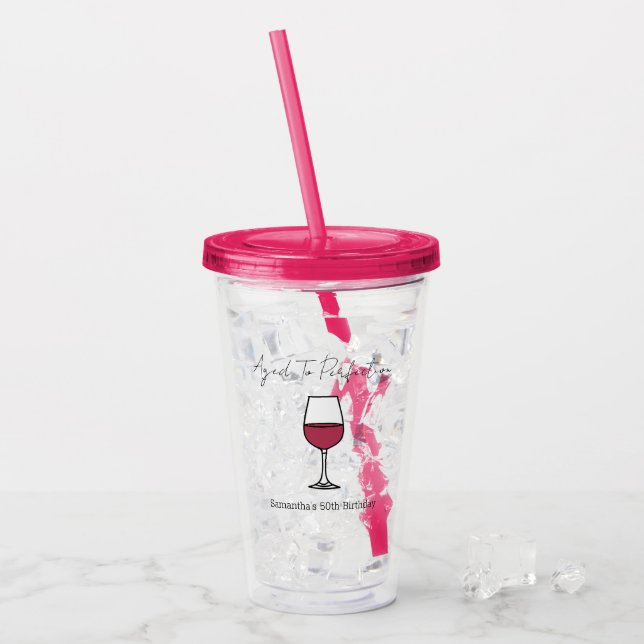Verre En Acrylique Âgé à la perfection vin 50e anniversaire (Devant glace)