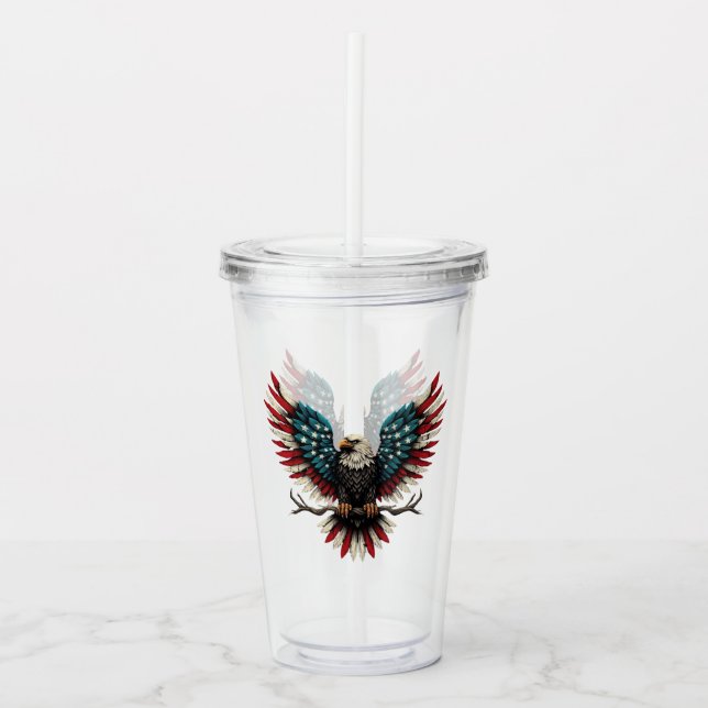 Verre En Acrylique Aigle rustique patriotique américain/américain cha (Devant)