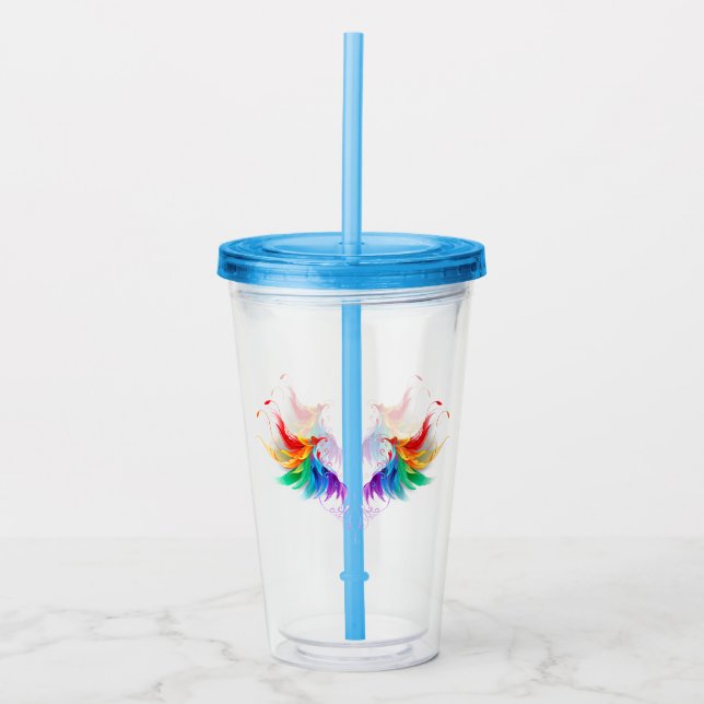 Verre En Acrylique Ailes fluffy arc-en-ciel (Devant)