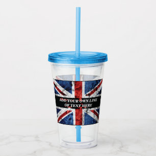Verre En Acrylique Ajouter votre texte sur le drapeau anglais Jeu d'o
