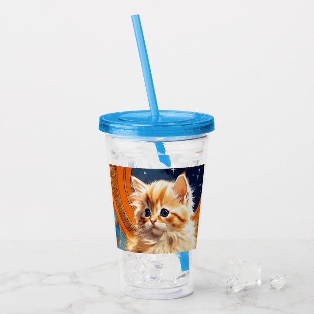 Verre En Acrylique Alphonse Mucha Art Nouveau Chat orange (Devant glace)