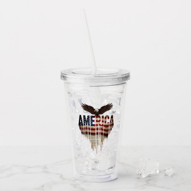 Verre En Acrylique Amérique grunge drapeau et aigle (Devant glace)