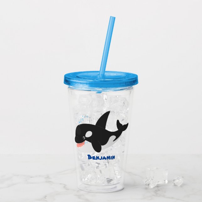 Verre En Acrylique Amusante baleine orque mignonne dessin animé (Dos glace)