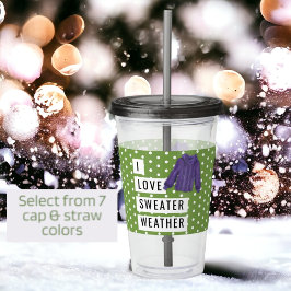 Verre En Acrylique Amusants I Love Sweater Météo Pois blancs