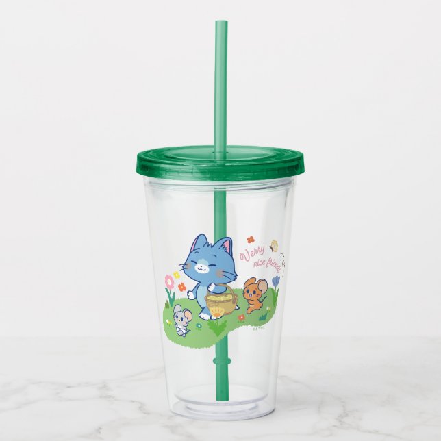 Verre En Acrylique Anime Tom, Jerry et Tuffy Picnic (Devant)