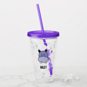 Verre En Acrylique Anniversaire de dessin animé Safari Hippo personn