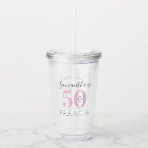 Verre En Acrylique Anniversaire personnalisé Moderne rose 50 et fabul