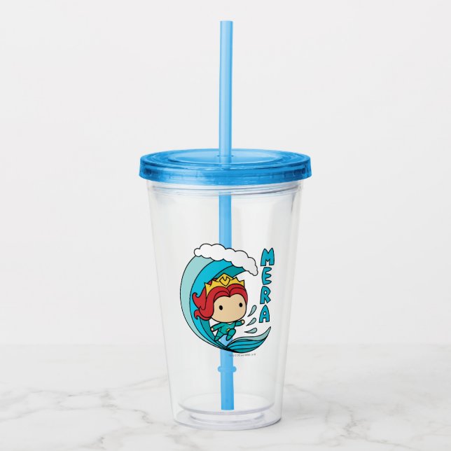 Verre En Acrylique Aquaman | Chibi Mera Riding Vague Graphique (Devant)