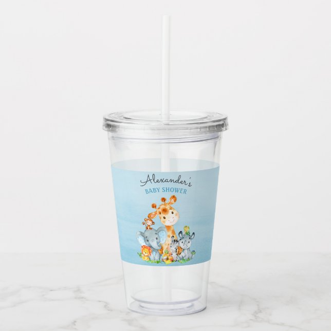 Verre En Acrylique Aquarelle Cute Safari Jungle Animaux Baby shower (Devant)