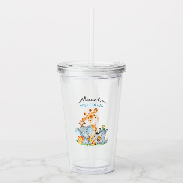 Verre En Acrylique Aquarelle Cute Safari Jungle Animaux Baby shower (Devant)
