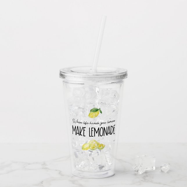 Verre En Acrylique Aquarelle Lemons Lemonade Life Citation (Dos glace)