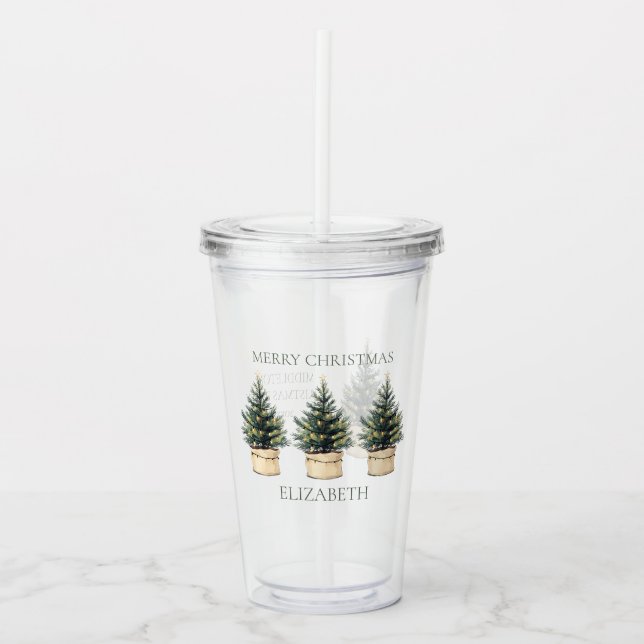 Verre En Acrylique Arbres de Noël rustiques minimaux (Devant)