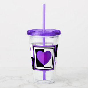 Verre En Acrylique B&W Purple Hearts Beating