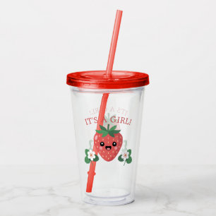Verre En Acrylique Baby Shower Fraise Mignonne C'est Une Fille