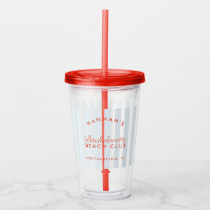Verre En Acrylique Bachelorette Retro Rouge et Bleu