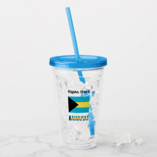Verre En Acrylique Bahamas et drapeau bahamien personnalisés 