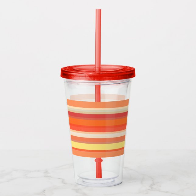Verre En Acrylique Bandes rouges mignonnes orange (Devant)