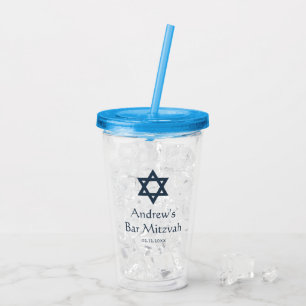 Verre En Acrylique Barre bleu-foncé Mitzvah personnalisé