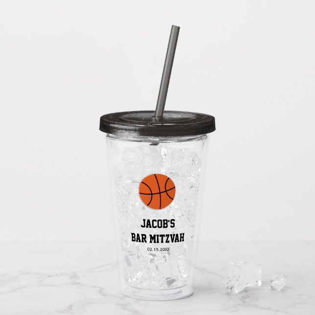 Verre En Acrylique Barre de basket Mitzvah Personnalisé (Dos glace)