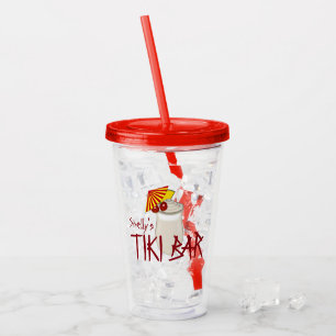 Verre En Acrylique Barre Tiki du nom personnalisé
