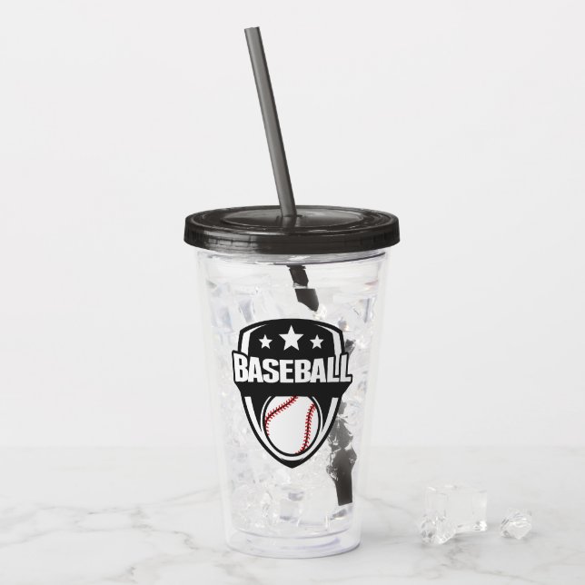 Verre En Acrylique Baseball de texte et de couleur personnalisés (Devant glace)