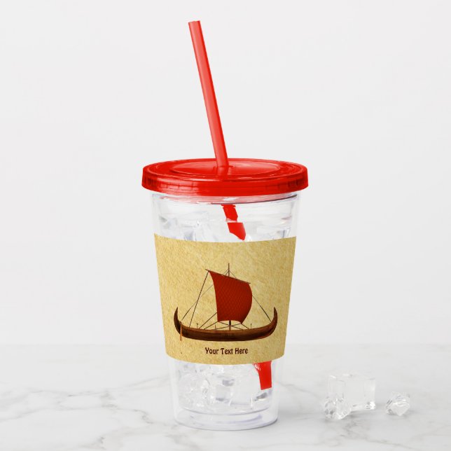 Verre En Acrylique Bateau viking à voile rouge II (Devant glace)