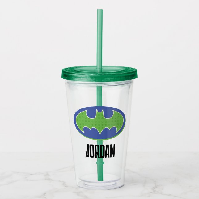 Verre En Acrylique Batman | Symbole pourpre et vert (Devant)