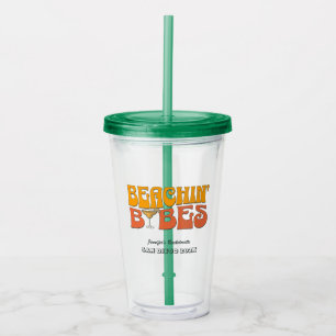 Verre En Acrylique Beach Bachelorette Party Retro Beachin Babes