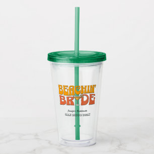 Verre En Acrylique Beach Bachelorette Party Retro Beachin Bride