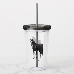 Verre En Acrylique Beau Stallion Cheval du Quartier Noir