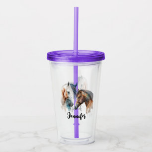 Verre En Acrylique Beaux Chevaux Style Boho Occidental