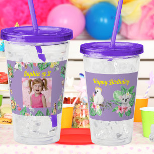 Verre En Acrylique Bébé Animaux Acrylique Tumbler Anniversaire de enf