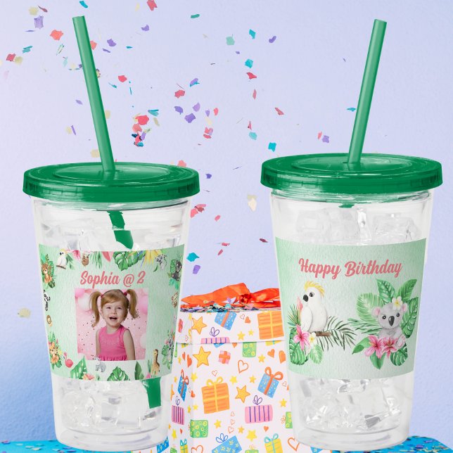 Verre En Acrylique Bébé Animaux Acrylique Tumbler Anniversaire de enf (Créateur téléchargé)