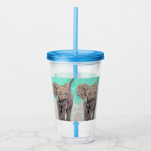 Verre En Acrylique Bébé Eléphant peinture (Devant)
