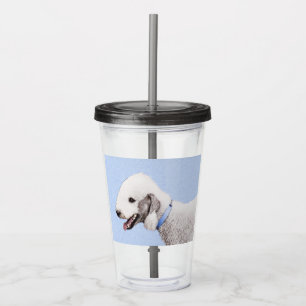 Verre En Acrylique Bedlington Terrier Peinture - Art Chien original
