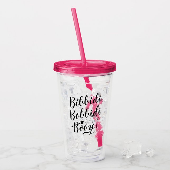 Verre En Acrylique Bibbidi Bobbidi Booze Funny Magique Black Script (Devant glace)