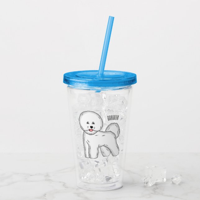 Verre En Acrylique Bichon frise dog dessin animé (Dos glace)