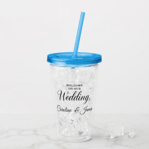 Verre En Acrylique Bienvenue à notre mariage Ajouter un nom