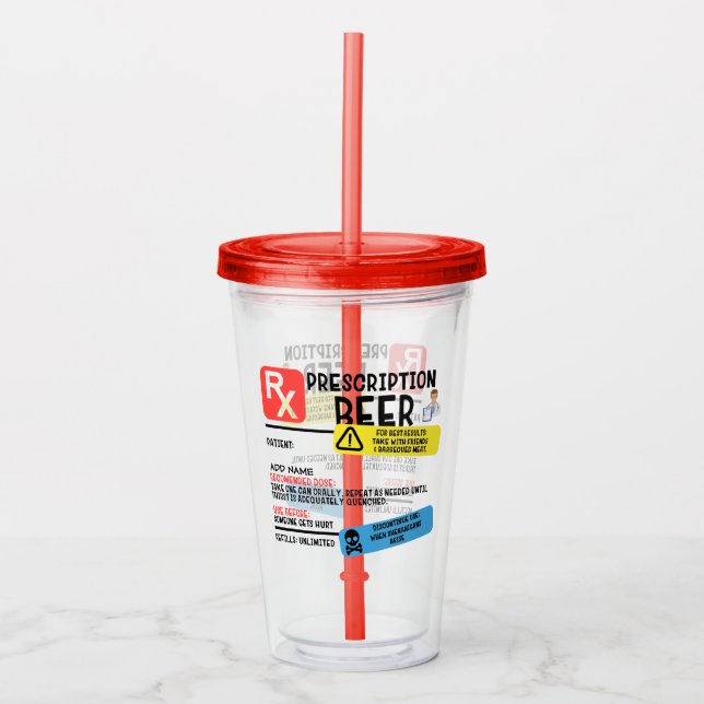 Verre En Acrylique Bière d'ordonnance amusante (Devant)