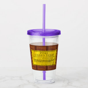 Verre En Acrylique Billet d'or Willy Wonka
