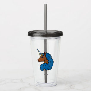 Verre En Acrylique Bleu Afro Unicorn