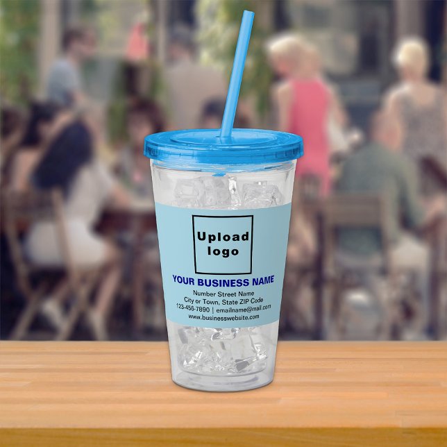 Verre En Acrylique Bleu clair marque d'affaires sur caisson acrylique (Acrylic tumbler with your business brand in light blue)
