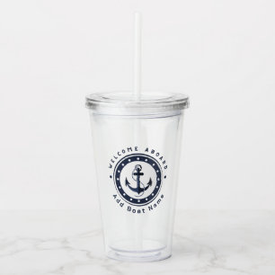 Verre En Acrylique Bleu Marine Ancre nautique club bateau marina