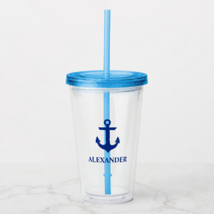 Verre En Acrylique Bleu nautique de nom d'Ancre