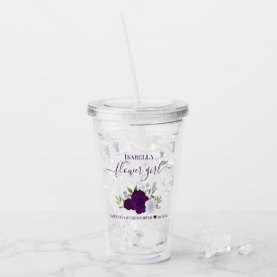 Verre En Acrylique Boho violet Roses Élégant Flower Mariage