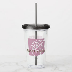 Verre En Acrylique Bonjour Belle - Moderne Chic Fleur Rose Rose