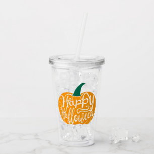 Verre En Acrylique Bonne lettre Halloween sur citrouille sculpté